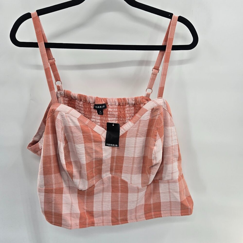 Torrid Orange Seersucker Sweetheart Neckline Smocked Back Crop Top 3X 22/24